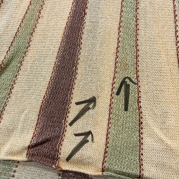 Y2K Sisters Women's Tunic Top Metallic Knit Striped V Neck Boho Empire Waist M - Picture 3 of 7